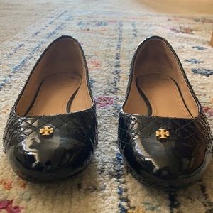 Tory Burch Black Cap Toe Ballet Quilted Flats